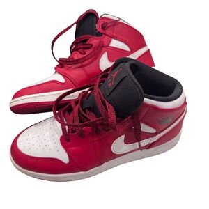 Nike‎ Air Jordan 1 Mid Basketball High Top Red White Sneakers Kids 6.5 Y boys